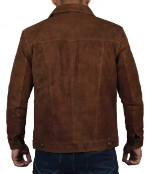Mens Brown Trucker Suede Leather Jacket
