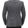Mens Grey Vintage Wool Fabric Blazer Back