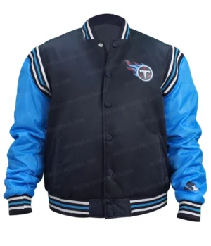 Mens Tennessee Titans Blue Varsity Bomber Jacket Front Image