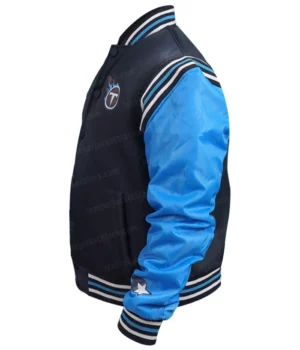 Mens Tennessee Titans Blue Varsity Bomber Jacket SIde Image