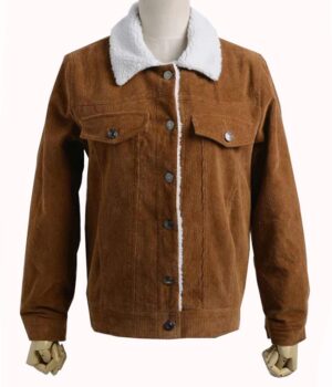 Shazam Billy Batson Brown Shearling Collar Corduroy Jacket