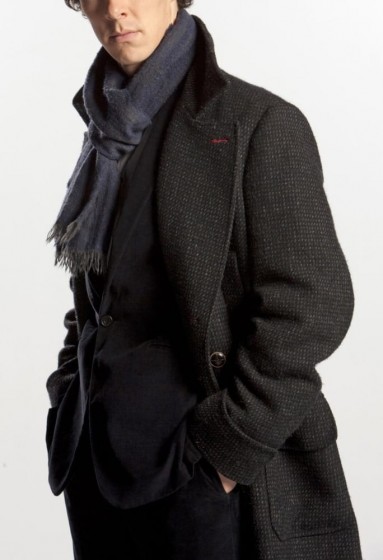 Sherlock Holmes Black Wool Blend Coat Left