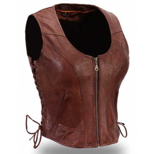 The Walking Dead Danai Gurira Brown Leather Vest