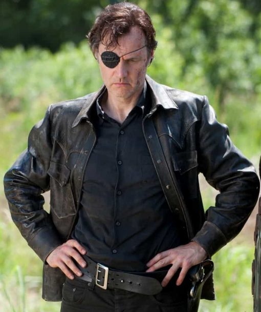 The Walking Dead David Morrissey Black Leather Jacket