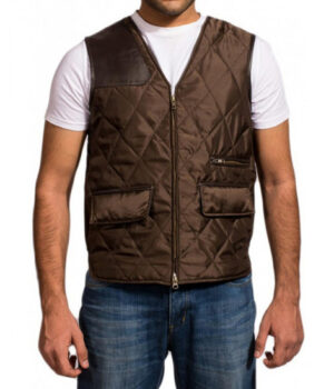 The Walking Dead David Morrissey Brown Satin Vest Front