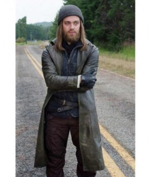 The Walking Dead Jesus Paul Rovia Green Leather Coat