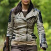 The Walking Dead Rosita Espinosa White Quilted Biker Jacket front