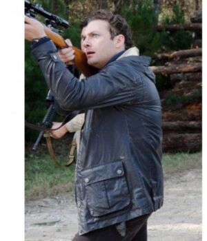 The Walking Dead Ross Marquand Black Leather Hooded Jacket Side