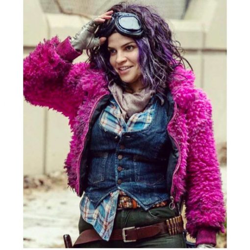 The Walking Dead S10 Paola Lazaro Pink Cropped Fur Jacket