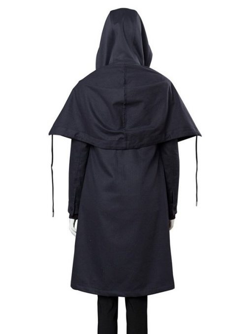 Titans Rachel Roth Black Cotton Hooded Long Coat Back