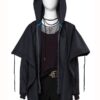 Titans Rachel Roth Black Cotton Hooded Long Coat Front