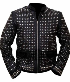 WWE Wrestler Chris Jericho Black Leather Light Up Jacket Front