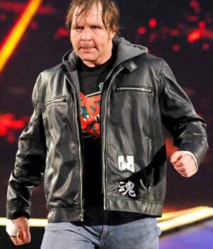 WWE Wrestler Dean Ambrose Hooded Black Leather Jacket