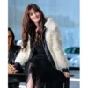 WeCrashed Rebekah Neumann White Faux Fur Jacket