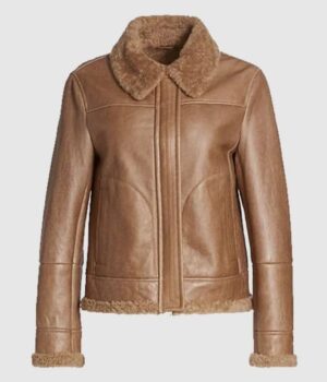 Women B3 Aviator Bomber Shearling Lined Brown Leather Jacket