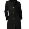 Women Black Sheepskin Shearling Fur Long Winter Coat