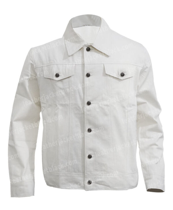 Brad Pitt Once Upon A Time In Hollywood White Denim Jacket Front