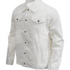 Brad Pitt Once Upon A Time In Hollywood White Denim Jacket Left Side