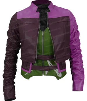 Harley Quinn Injustice 2 Purple Cropped Costume Jacket Front