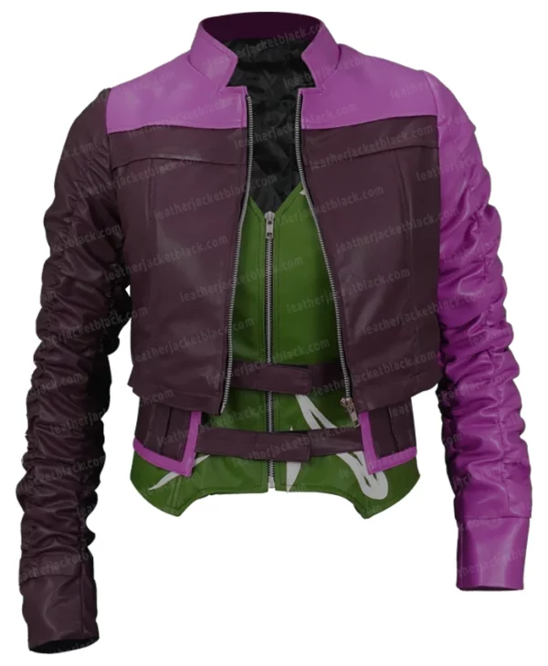 Harley Quinn Injustice 2 Purple Cropped Costume Jacket Front