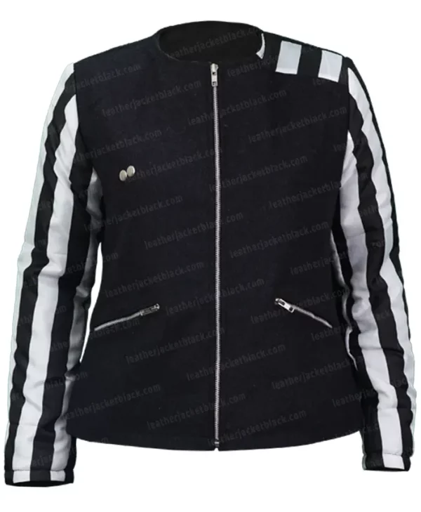 Selena Quintanilla Black and White Zebra Jacket Front