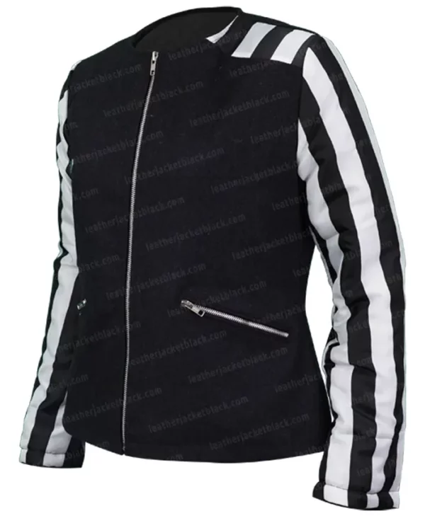 Selena Quintanilla Black and White Zebra Jacket Side