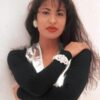 Selena Quintanilla Silver Metallic Classic Leather Vest Front