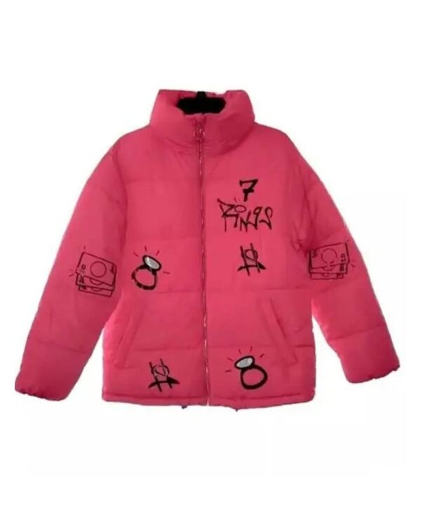 Ariana Grande 7 Rings Puffer Pink Jacket