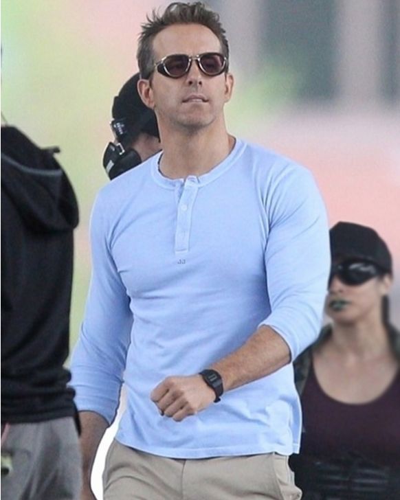 Free Guy Ryan Reynolds Blue Collarless Shirt