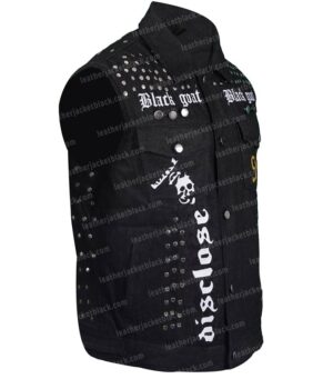 Juice Wrld Black Denim Studded Vest Side Image
