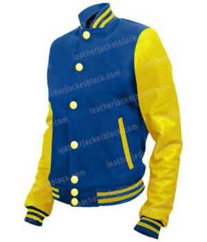 Mens Blue and Yellow Varsity Letterman Jacket