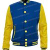 Mens Blue and Yellow Varsity Wool Letterman Jacket