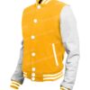 Mens Bomber Yellow and White Letterman Jacket
