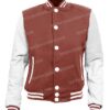 Mens Brown and White Baseball Style Letterman Jacket