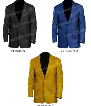 Men's Casual Style Slim Fit Real Leather Blazer Coat
