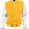 Mens Football Bomber Yellow and White Letterman Jacket