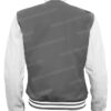 Mens Grey and White School Style Letterman Bomber Jacket