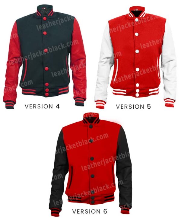 Mens Leather Sleeves Letterman Red Jacket