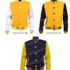 Mens Leather Sleeves Letterman Yellow Jacket