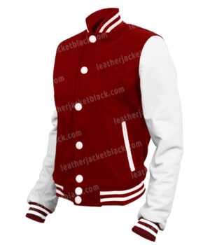 Mens Maroon and White Letterman Jacket
