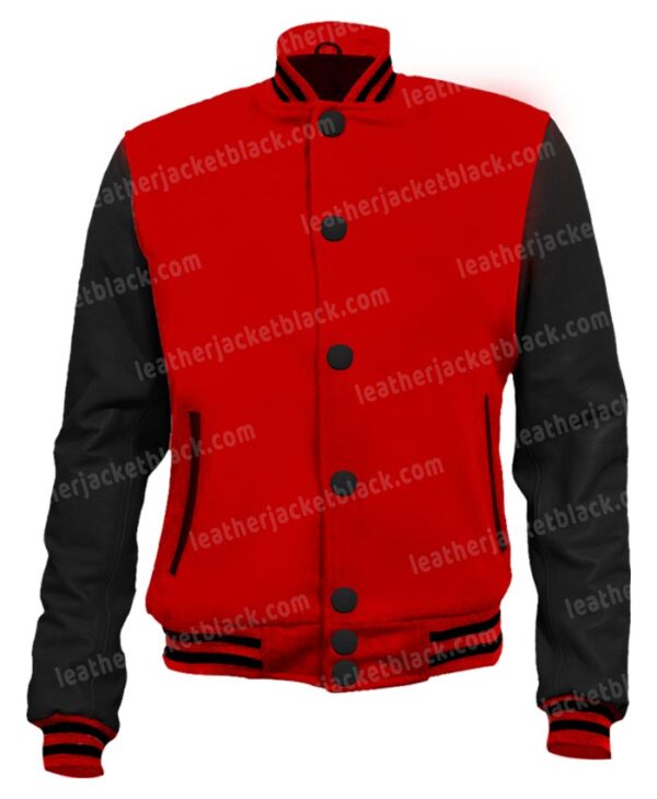 Mens Red and Black Letterman Varsity Jacket