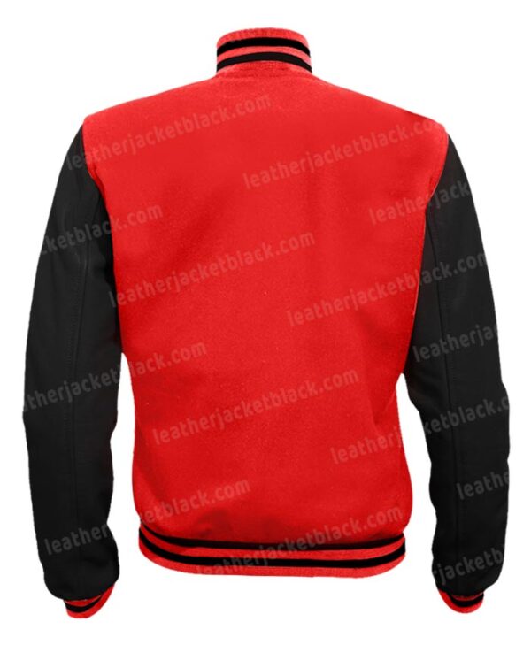 Mens Red and Black Letterman Wool Jacket