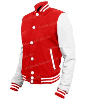 Mens Red and White Varsity Letterman Jacket