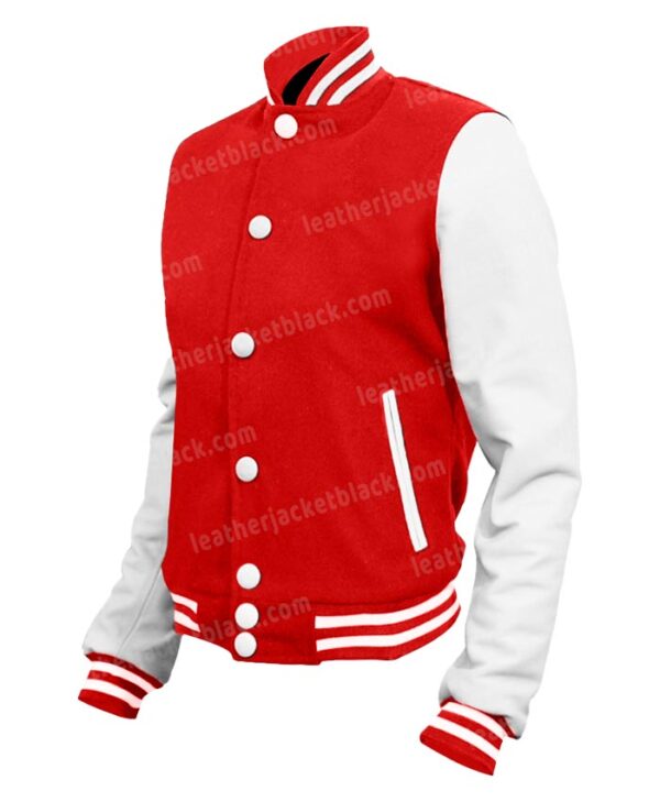 Mens Red and White Varsity Letterman Jacket