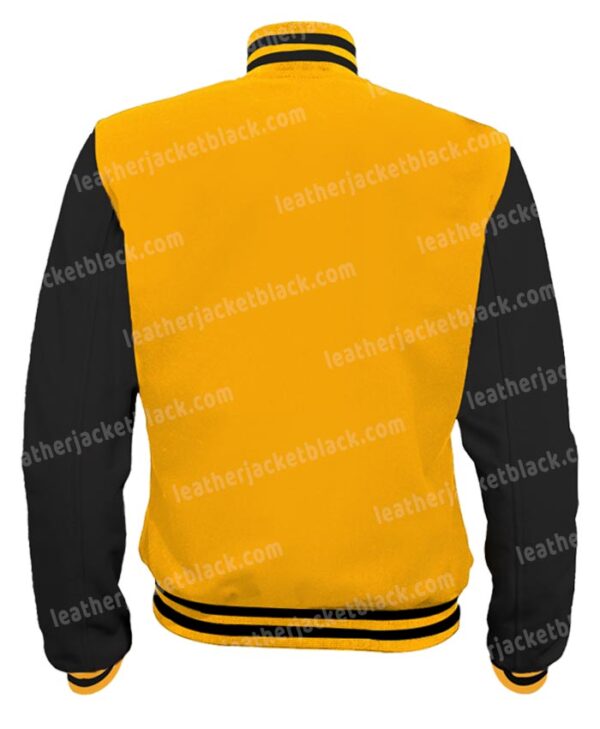 Mens Yellow and Black Letterman Jacket