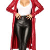 Singer Ariana Grande Red Leather Coat