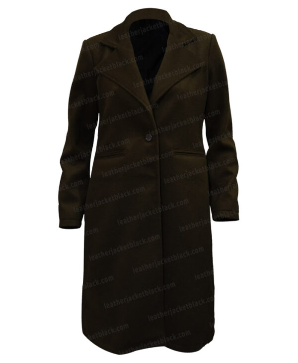 Yellowstone S04 Beth Dutton Wool Green Long Coat Front
