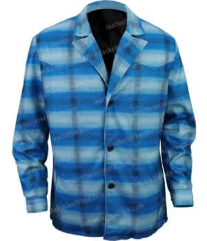 Yellowstone S04 Moses Brings Plenty Blue Wool Coat Front