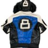 8 Ball Bomber Parka Leather Jacket With Fur Hood