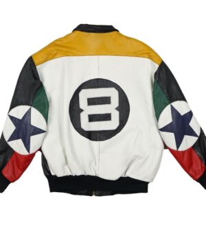 8 Ball Colorblock Vintage Style 90s Leather Bomber Jacket